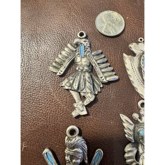 Vintage 70’s Silver Toned Kachina Thunderbird Tribal Pendant Lot Of 4 - No Chain - Picture 5 of 10